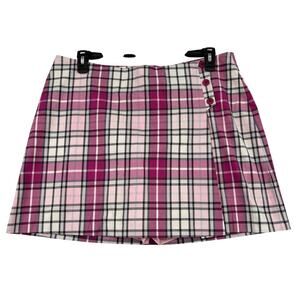 Lady Hagen Golf Skort Size 16 Pink Plaid Breast Cancer Logo Built in Shorts Zip
